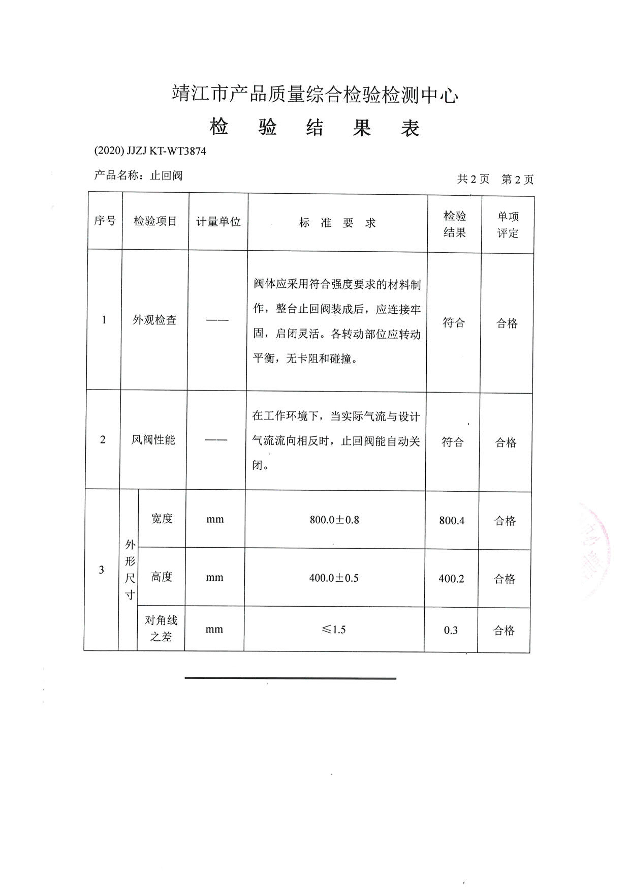 止回阀检验报告3